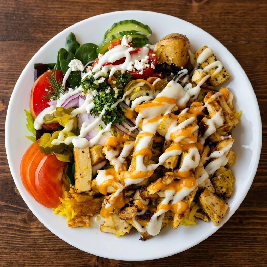 Halal shawarma platter with rice and salad at Shawarma Xpress, Winnipeg